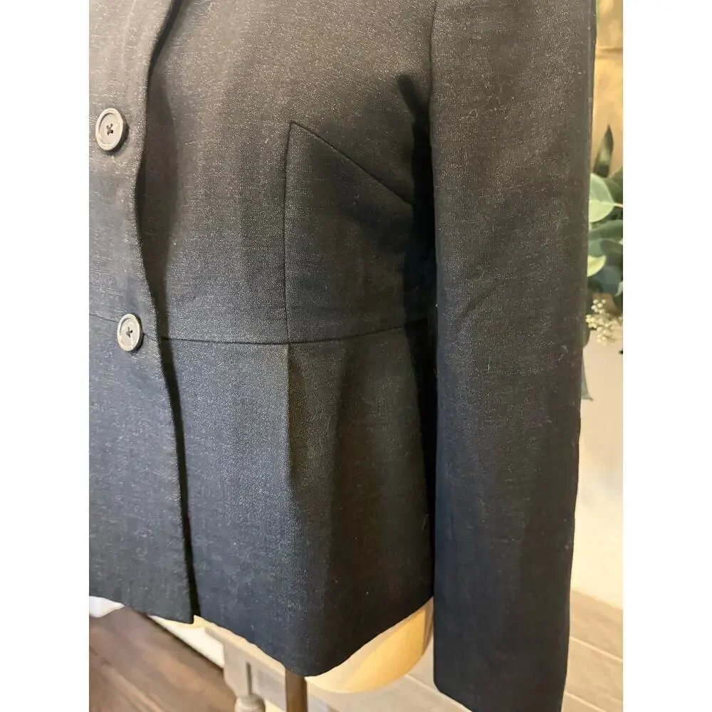 J.CREW Black Wool Silk Scallop Neck Jacket Blazer Top Women's Size 2